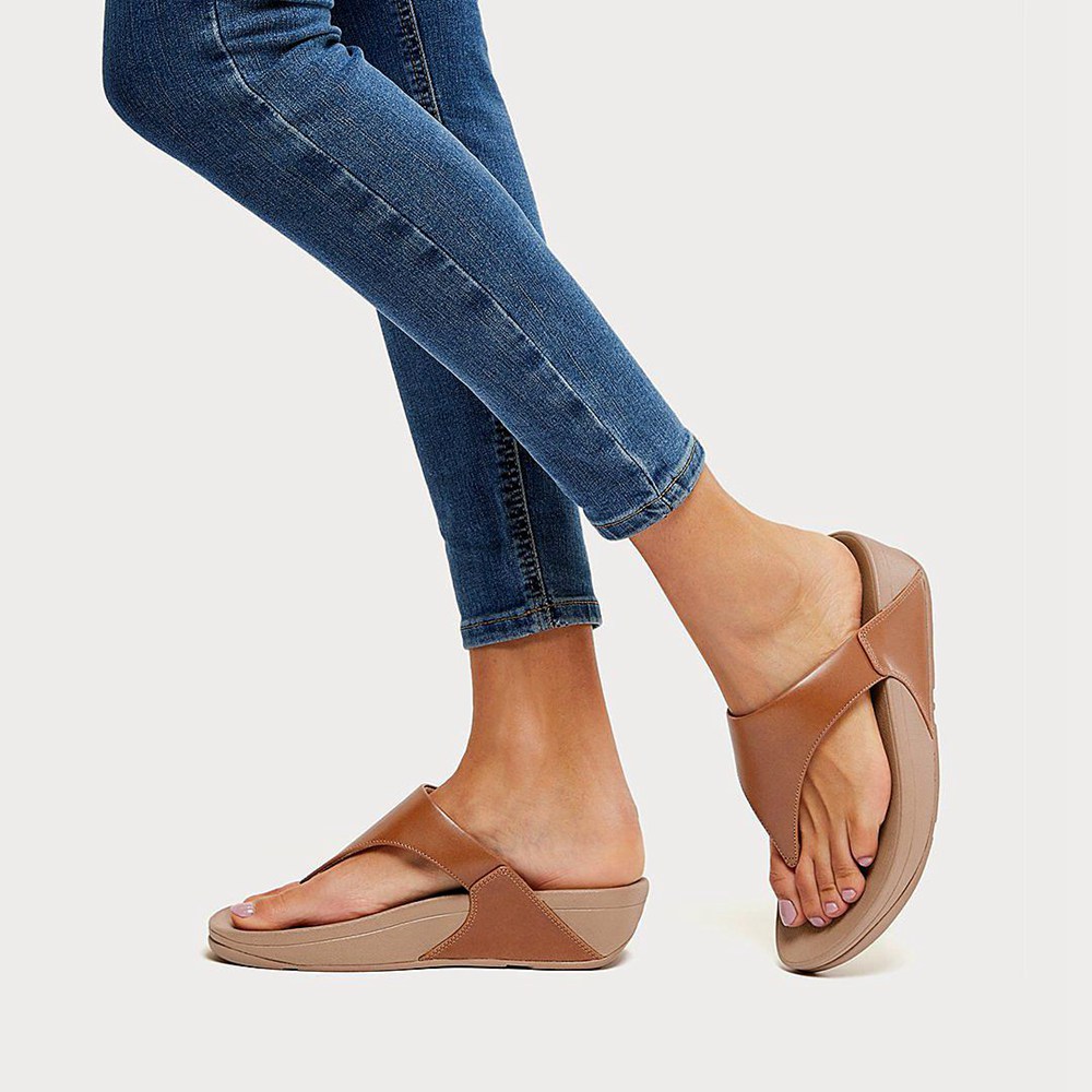 Fitflop Womens Sandals - Lulu Leather Toe-post - Brown - 419-JBZYEV